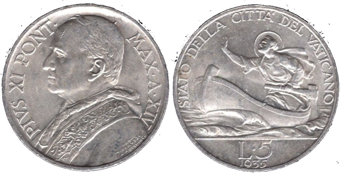1935 Vatican 5 Lire